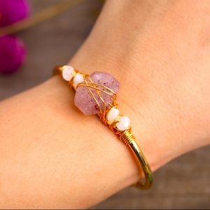 Strawberry Quartz Open Cuff Bangle